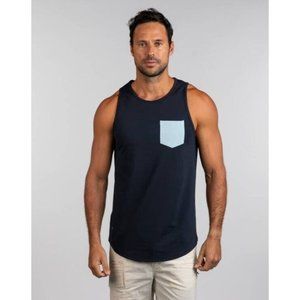 Bylt Basics Shirt Lux Drop Cut Pocket Tank Men's Size XXL Navy/Mist NWT